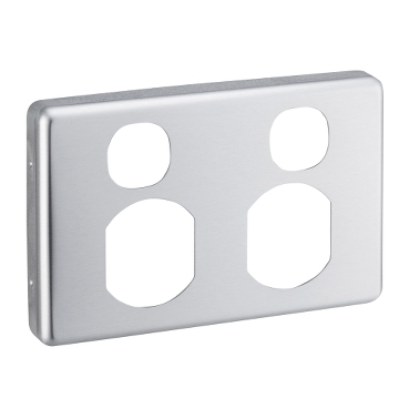 CLIPSAL DOUBLE GPO COVER BRUSHED ALUM COVER