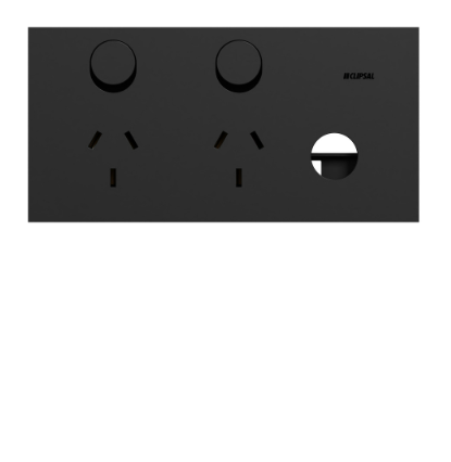 DOUBLE SWITCH POWER POINT EXT SWITCH CLIPSAL SOLIS ZEN BLACK