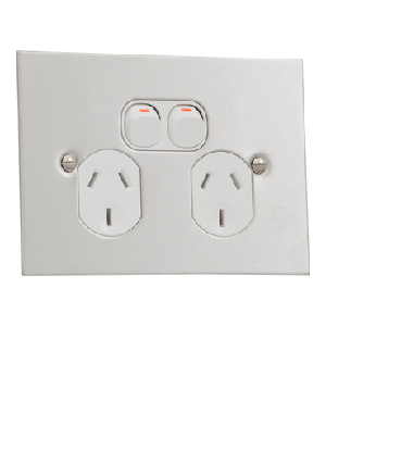 TWIN SWITCH SOCKET OUTLET CLIPSAL METAL PLATE SERIES