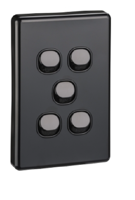 CLIPSAL CLASSIC 5 GANG BLACK SWITCH
